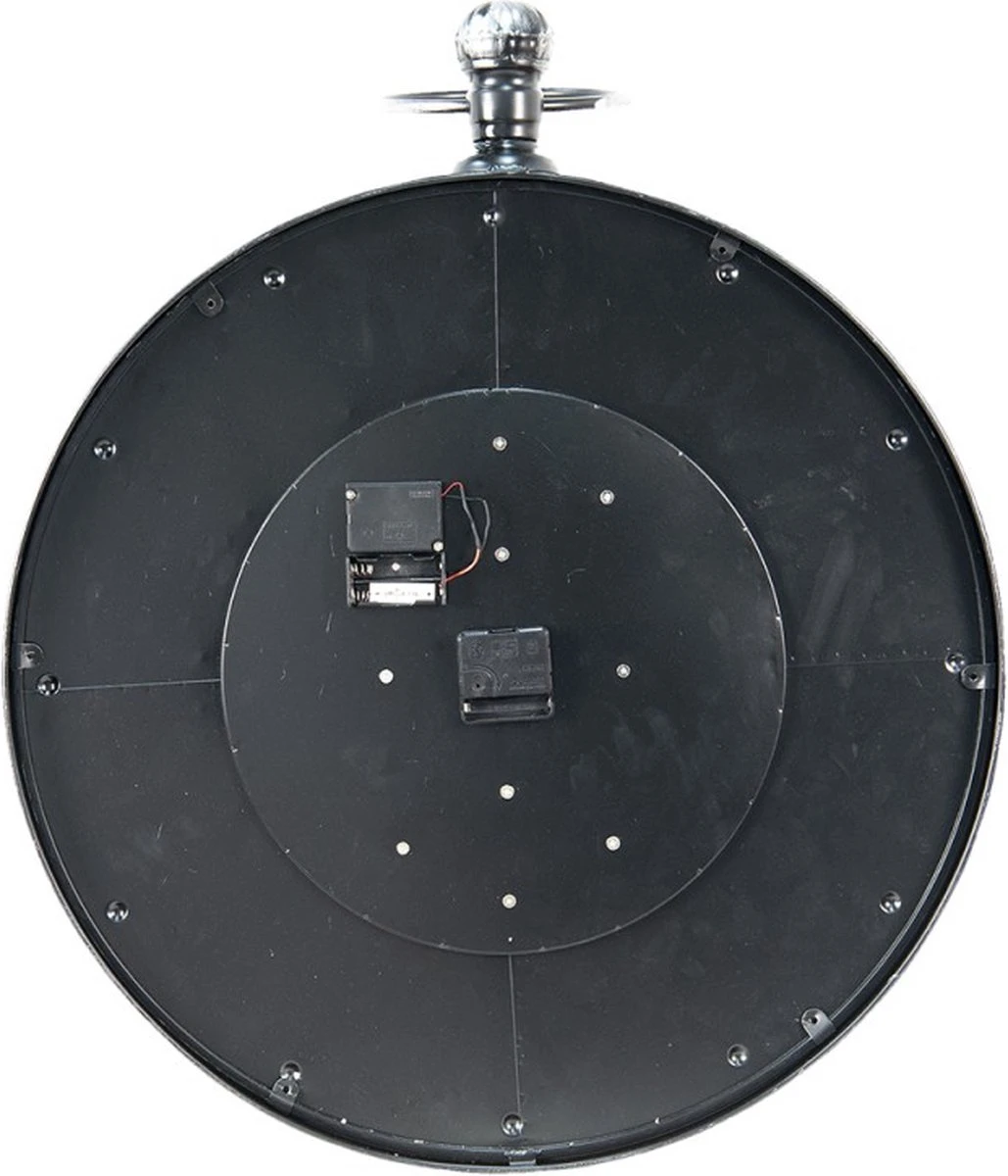 Wandklok 60x80 Cm Zwart Zilverkleurig MDF Ijzer Rond Muurklok Hangklok Keukenklok 4 Wandklok 60x80 Cm Zwart Zilverkleurig MDF Ijzer Rond Muurklok Hangklok Keukenklok - Afbeelding 2