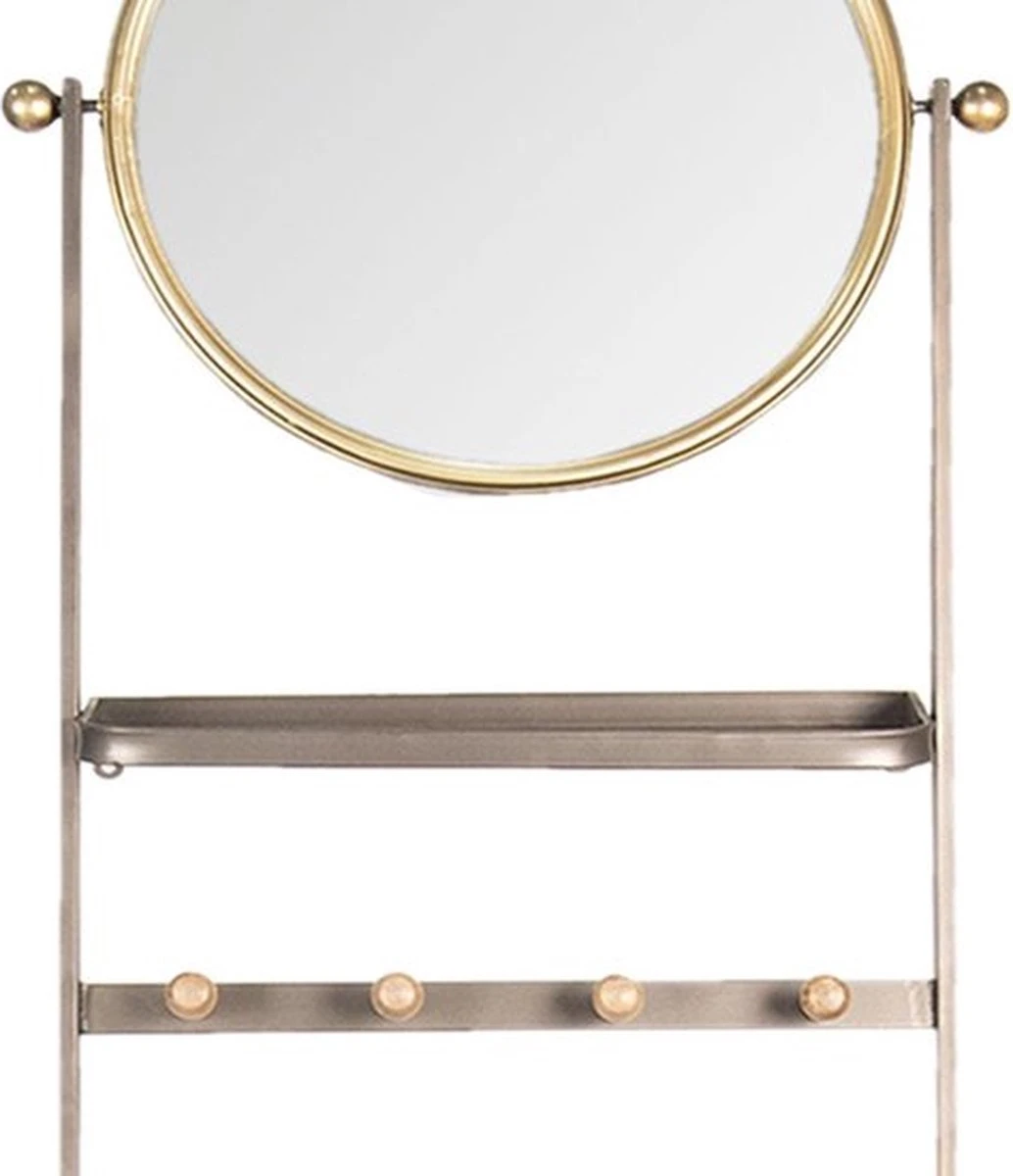 Wandspiegel 50*20*194 Cm - Bruin IJzer Glas Hout 4 Wandspiegel 50*20*194 Cm - Bruin IJzer Glas Hout - Afbeelding 2