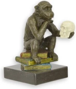 Bronzen Beeld - "De Filosoferende Darwin-aap" - Sculptuur - 14,3 Cm Hoog