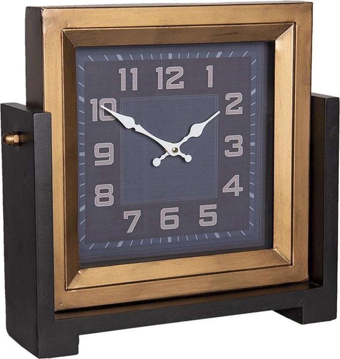 Staande Klok 34*10*34 Cm Zwart Hout, Metaal Vierkant Klok Op Voet Staande Klok Woonkamer 4 Staande Klok 34*10*34 Cm Zwart Hout, Metaal Vierkant Klok Op Voet Staande Klok Woonkamer - Afbeelding 2