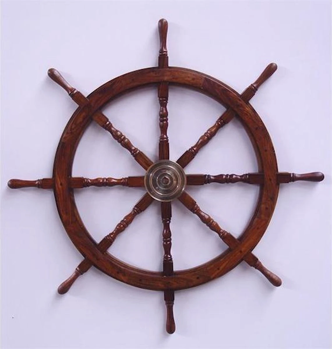 Wanddecoratie Scheepsroer - Houten Stuurwiel Schip - Houten Roer Van Een Oud Schip - Diameter 104 Centimeter 3 Wanddecoratie Scheepsroer - Houten Stuurwiel Schip - Houten Roer Van Een Oud Schip - Diameter 104 Centimeter