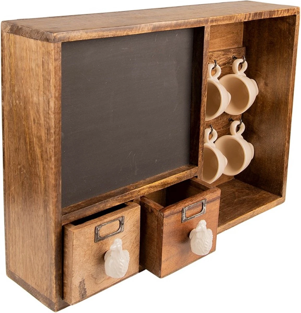 Wandrek 45*10*30 Cm Bruin Zwart Hout Muurrek Opbergkast 4 Wandrek 45*10*30 Cm Bruin Zwart Hout Muurrek Opbergkast - Afbeelding 2