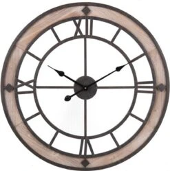 Wandklok Ø 70*4 Cm / 1*AA Bruin Ijzer Rond Muurklok Hangklok Keukenklok