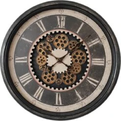 Wandklok Ø 58 Cm Zwart Bruin Kunststof Muurklok Hangklok