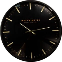 Wandklok Ø 76 Cm Zwart Kunststof Rond Westminster Muurklok Hangklok Keukenklok