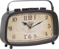 Tafelklok 20*5*15 Cm / 1*AA Bruin Metaal Rechthoek Radio Tafelklokken Binnen Staand Klokje Tafelklokje