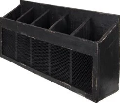 Wandrek 60*13*28 Cm Zwart Hout, Ijzer Muurrek Opbergkast Hangkast