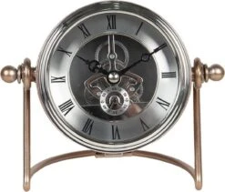 Tafelklok 15*8*12 Cm / 1*AA Zilverkleurig Ijzer Rond Tafelklokken Binnen Staand Klokje Tafelklokje