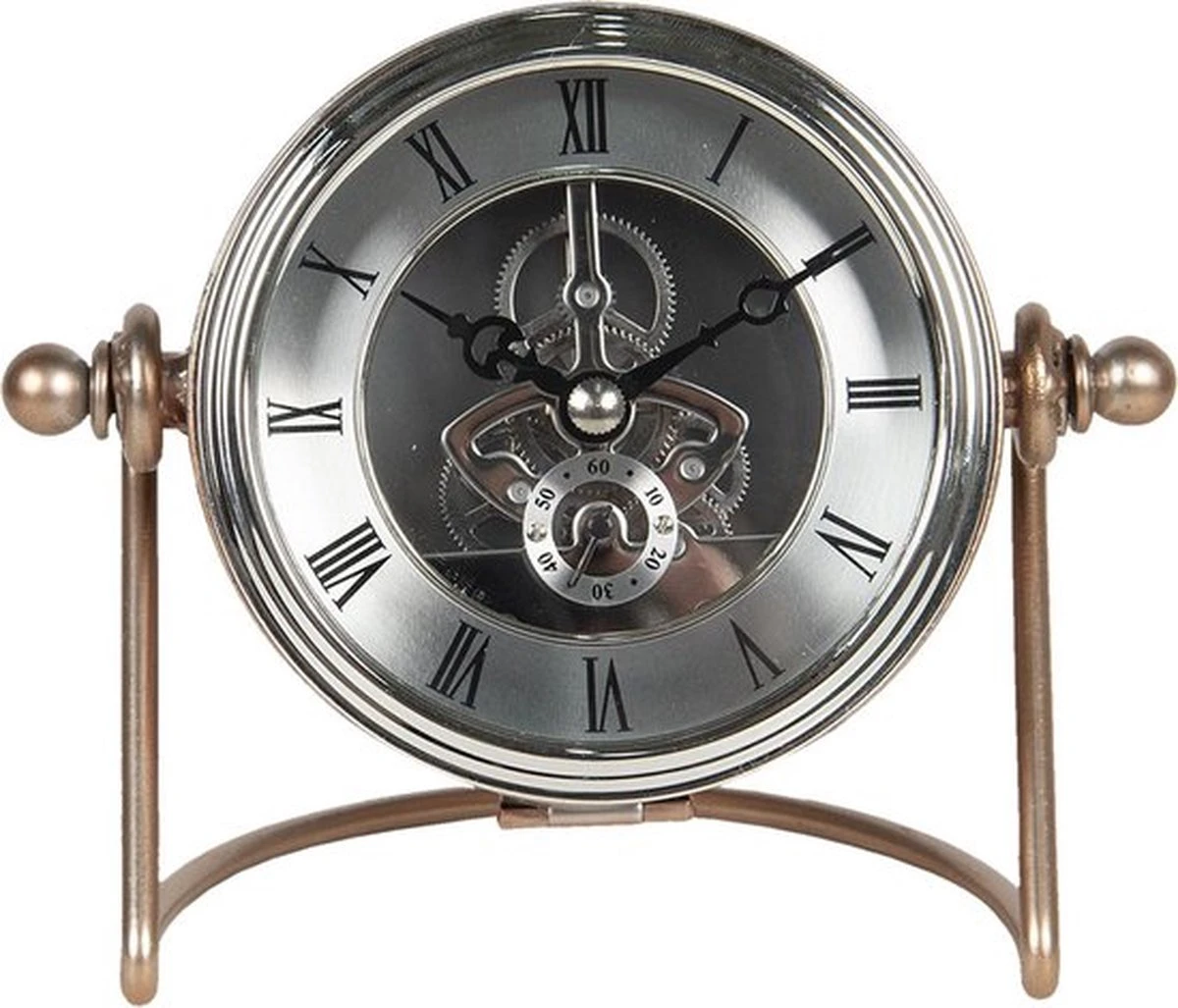 Tafelklok 15*8*12 Cm / 1*AA Zilverkleurig Ijzer Rond Tafelklokken Binnen Staand Klokje Tafelklokje 3 Tafelklok 15*8*12 Cm / 1*AA Zilverkleurig Ijzer Rond Tafelklokken Binnen Staand Klokje Tafelklokje