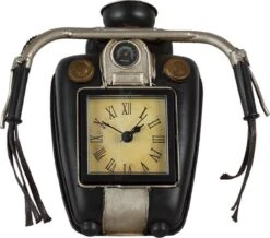 Tafelklok Motor 21*12*19 Cm Zwart Ijzer Tafelklokken Binnen Staand Klokje Tafelklokje