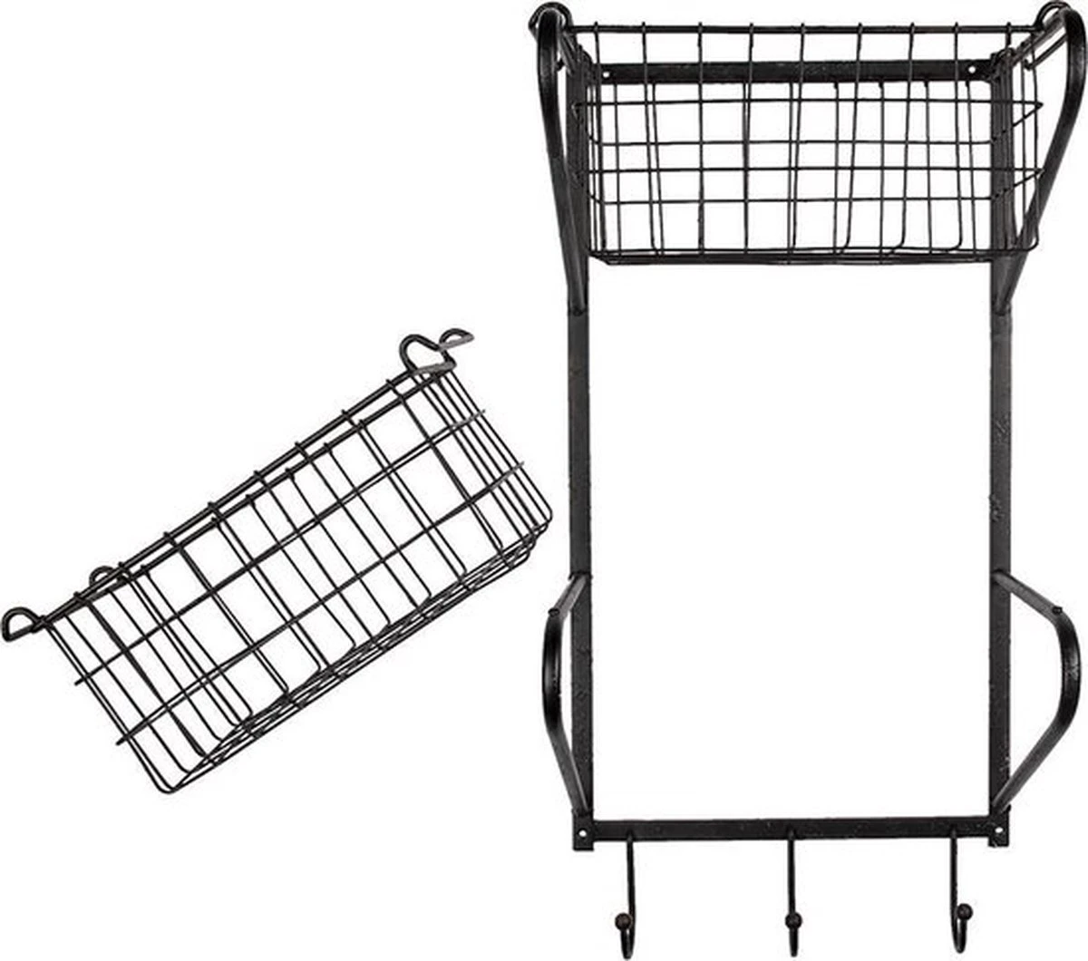 Wandrek 31*22*63 Cm Zwart Ijzer Muurrek Opbergkast Hangkast 3 Wandrek 31*22*63 Cm Zwart Ijzer Muurrek Opbergkast Hangkast