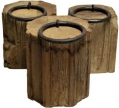 Deurstopper - Houten Deurstopper - Huishouden - Metalen Ring - Grof Hout - H20cm