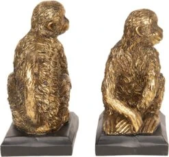 Boekensteunen Set Van 2 31*11*19 Cm Goudkleurig Kunststof Apen Boekenhouders Boekensteun -Trendybywave 1200x1119