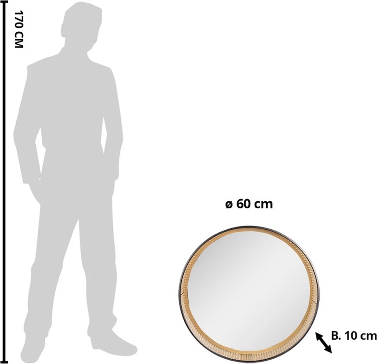 Spiegel Ø 60 Cm Bruin Metaal Rond Grote Spiegel Wand Spiegel Muur Spiegel 6 Spiegel Ø 60 Cm Bruin Metaal Rond Grote Spiegel Wand Spiegel Muur Spiegel - Afbeelding 4