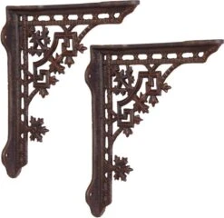 Plankendrager - Gietijzer - Sneeuw - Winter - Set Van 2 - 26,5 Cm Hoog