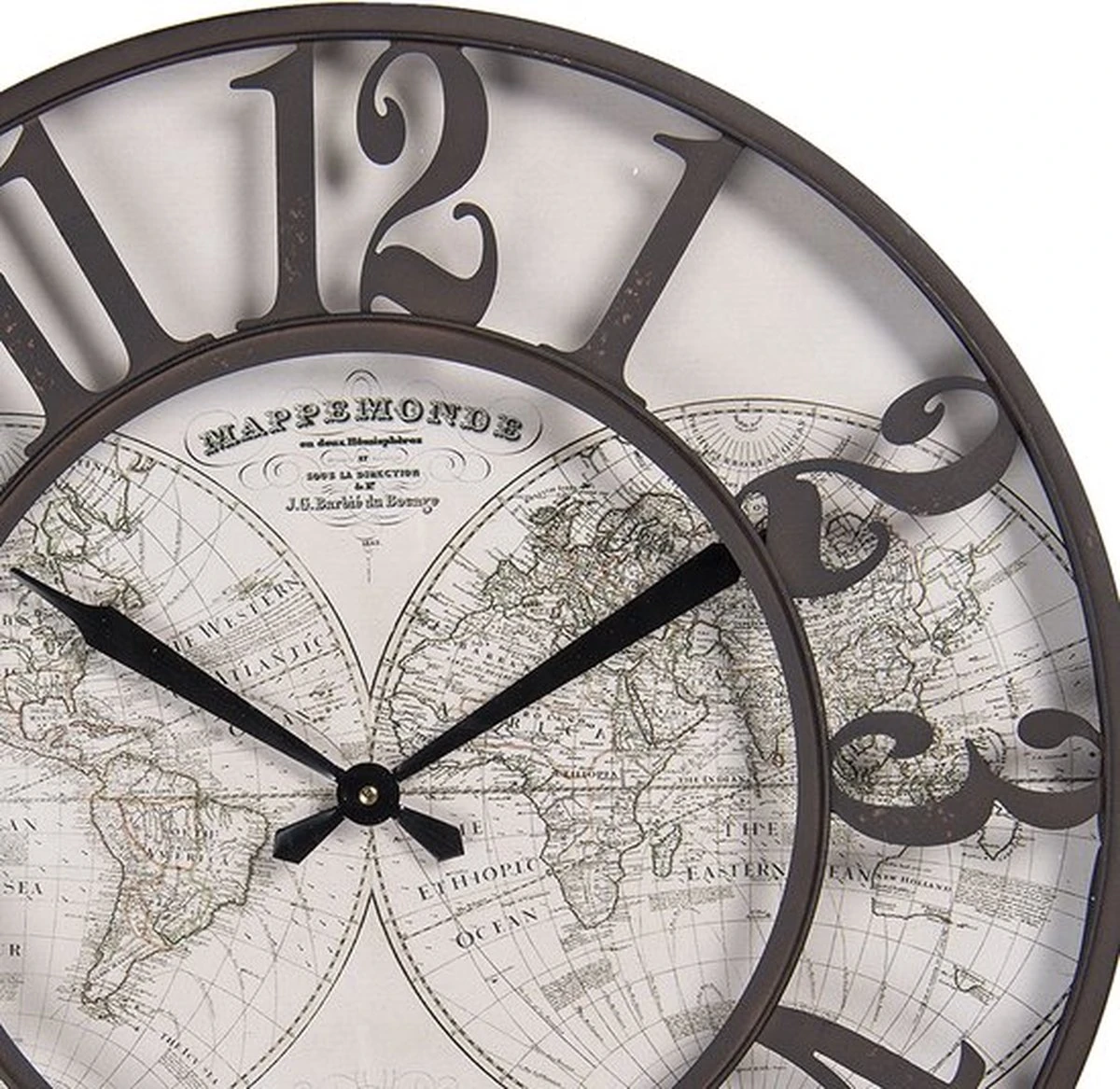 Wandklok Ø 60*6 Cm / 1*AA - Bruin IJzer 5 Wandklok Ø 60*6 Cm / 1*AA - Bruin IJzer - Afbeelding 3