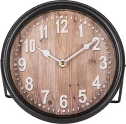 Tafelklok 20*6*20 Cm / 1*AA Zwart, Bruin Ijzer Tafelklokken Binnen Staand Klokje Tafelklokje