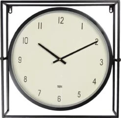 Tafelklok 46*10*46 Cm / 1*AA Zwart Ijzer Rechthoek Tafelklokken Binnen Staand Klokje Tafelklokje