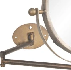 Wandspiegel 37*2*32 Cm - Koperkleurig IJzer Glas Hout