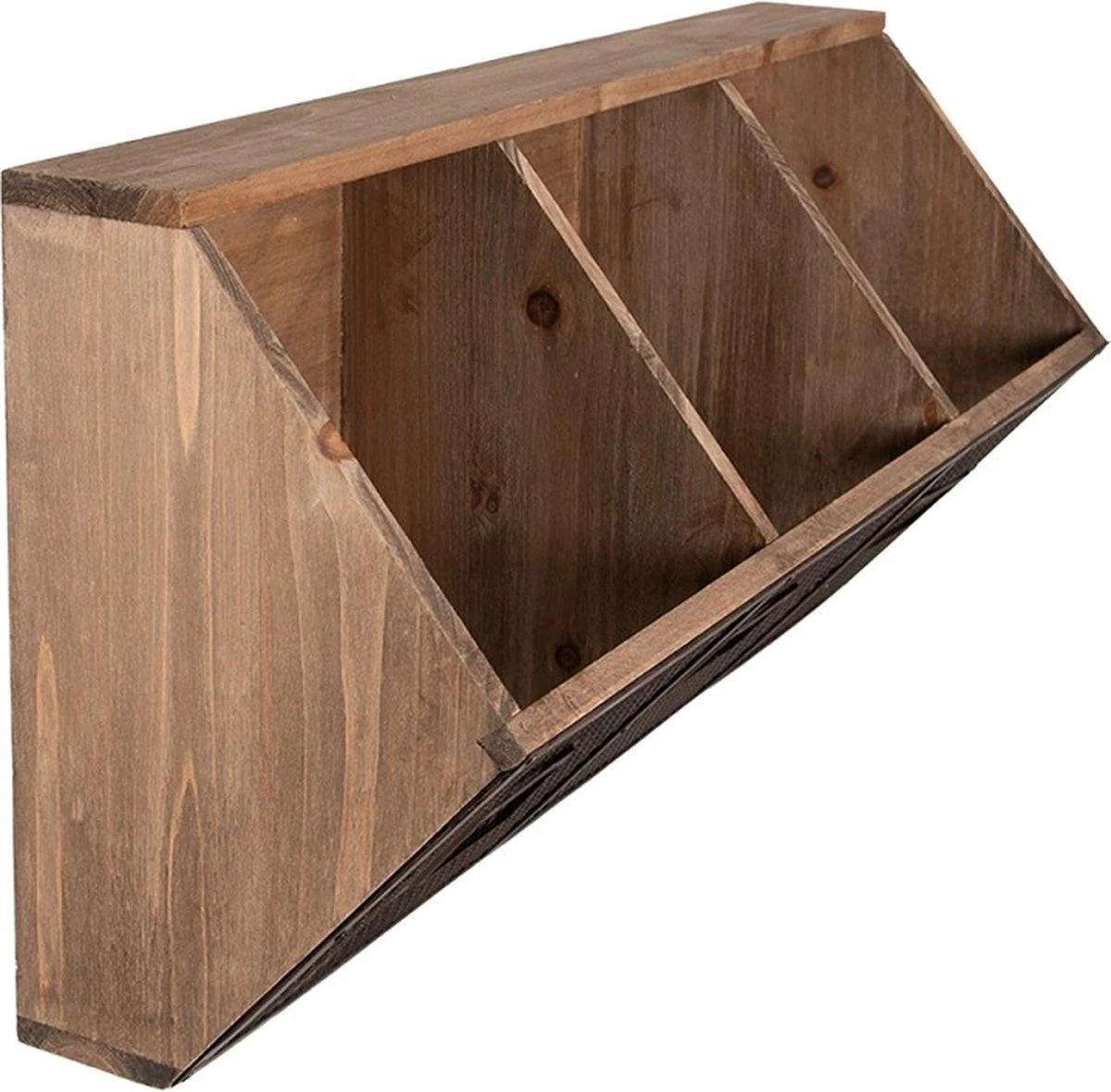 Wandrek 60x19x30 Cm Bruin Hout Ijzer Rechthoek Muurrek 4 Wandrek 60x19x30 Cm Bruin Hout Ijzer Rechthoek Muurrek - Afbeelding 2