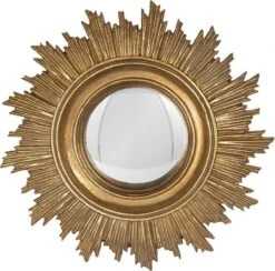 Wandspiegel Ø 18*2 Cm Goudkleurig Kunststof, Glas Rond Blaadjes Grote Spiegel Muur Spiegel Wand Spiegel