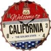 Klok - Wanddecoratie - Schilderij - Bierdop Met Klok - Welcome To Californa Klok - 33cm Rond
