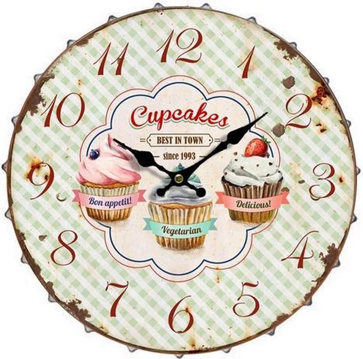 Klok - Wanddecoratie - Schilderij - Bierdop Met Klok - Cupcake Klok - 33cm Rond 3 Klok - Wanddecoratie - Schilderij - Bierdop Met Klok - Cupcake Klok - 33cm Rond