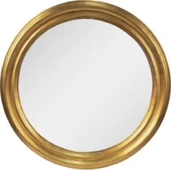 Wandspiegel Ø 59 Cm Goudkleurig Hout, Glas Grote Spiegel Muur Spiegel Wanddecoratie