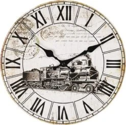 Wandklok Ø 30*3 Cm Wit, Zwart MDF Rond Muurklok Hangklok Keukenklok