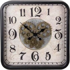 Wandklok 48*48*9 Cm / 1*AA Zwart Mdf, Metaal Vierkant Muurklok Hangklok Keukenklok