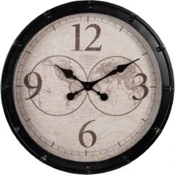 Wandklok Ø 50 Cm Zwart MDF Glas Muurklok Hangklok Keukenklok