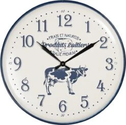 Wandklok Ø 62 Cm / 1*AA Zwart Ijzer Rond Muurklok Hangklok Keukenklok