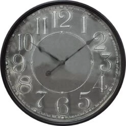 Wandklok Ø 60*6 Cm Grijs Ijzer Rond Muurklok Hangklok Keukenklok