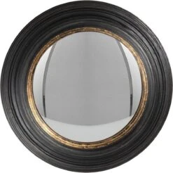 Wandspiegel Ø 38 Cm - Lijst Zwart Hout Rond - Grote Spiegel Muur Spiegel Wand Spiegel