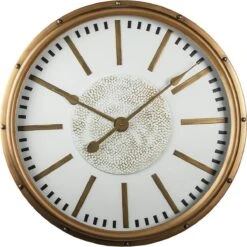 Wandklok Ø 80*8 Cm Koperkleurig Metaal Rond Muurklok Hangklok Keukenklok - De Woontrend Dit Najaar En Winter