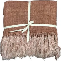 Plaid - Deken - Woonaccessoire - Linnen Rood - 170x130 Cm