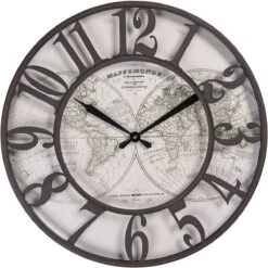 Wandklok Ø 60*6 Cm / 1*AA - Bruin IJzer