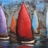 3D Art Metaalschilderij - Schilderij - Kleurrijke Zeilboten - Regatta - 180 X 50 Cm