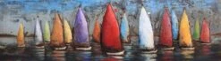 3D Art Metaalschilderij - Schilderij - Kleurrijke Zeilboten - Regatta - 180 X 50 Cm