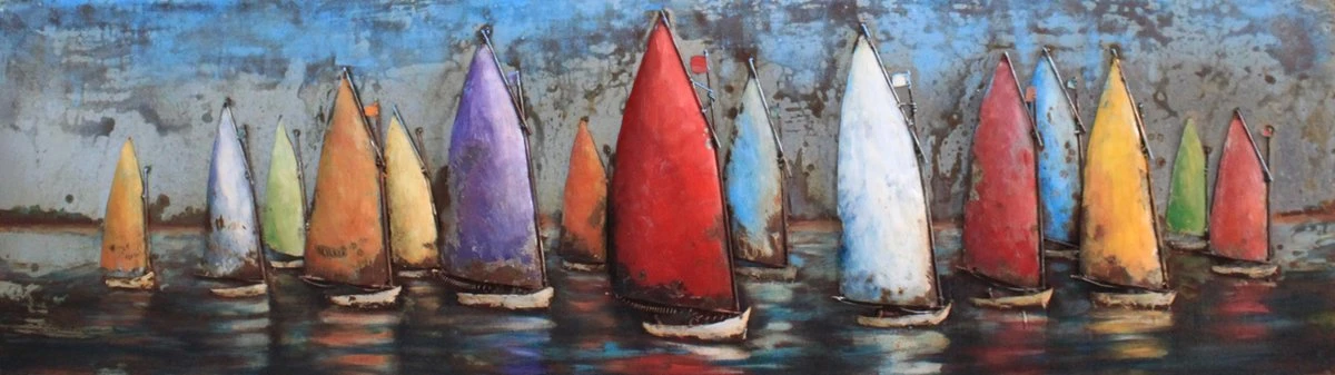 3D Art Metaalschilderij - Schilderij - Kleurrijke Zeilboten - Regatta - 180 X 50 Cm 3 3D Art Metaalschilderij - Schilderij - Kleurrijke Zeilboten - Regatta - 180 X 50 Cm