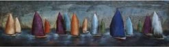 3D Art Metaalschilderij - Zeilboten - Handgeschilderd - 150 X 50 Cm