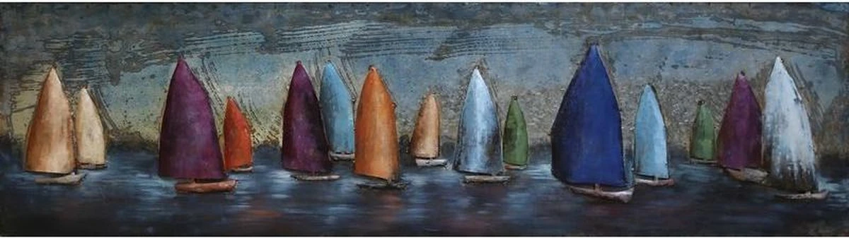 3D Art Metaalschilderij - Zeilboten - Handgeschilderd - 150 X 50 Cm 3 3D Art Metaalschilderij - Zeilboten - Handgeschilderd - 150 X 50 Cm