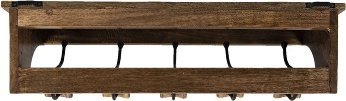 Wandkapstok 5 Haken 70*17*17 Cm Bruin Hout, Ijzer Kapstok Met Plank 6 Wandkapstok 5 Haken 70*17*17 Cm Bruin Hout, Ijzer Kapstok Met Plank - Afbeelding 4