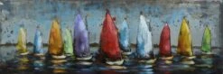 3D Art Metaalschilderij - Schilderij Zeilen - Kleurrijke Zeilboten Klein - 90x30