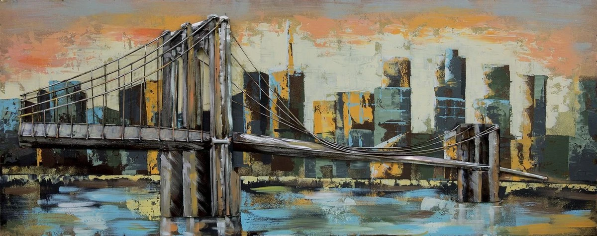 3D Art Metaalschilderij New York - Schilderij - Wanddecoratie - Manhattan Bridge New York - 150x60 - Woonkamer Slaapkamer 3 3D Art Metaalschilderij New York - Schilderij - Wanddecoratie - Manhattan Bridge New York - 150x60 - Woonkamer Slaapkamer