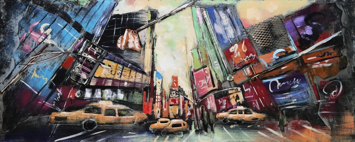 3D Art Metaalschilderij New York - Handgeschilderd Schilderij - Wanddecoratie - Broadway - 150x60 - Woonkamer / Slaapkamer 3 3D Art Metaalschilderij New York - Handgeschilderd Schilderij - Wanddecoratie - Broadway - 150x60 - Woonkamer / Slaapkamer