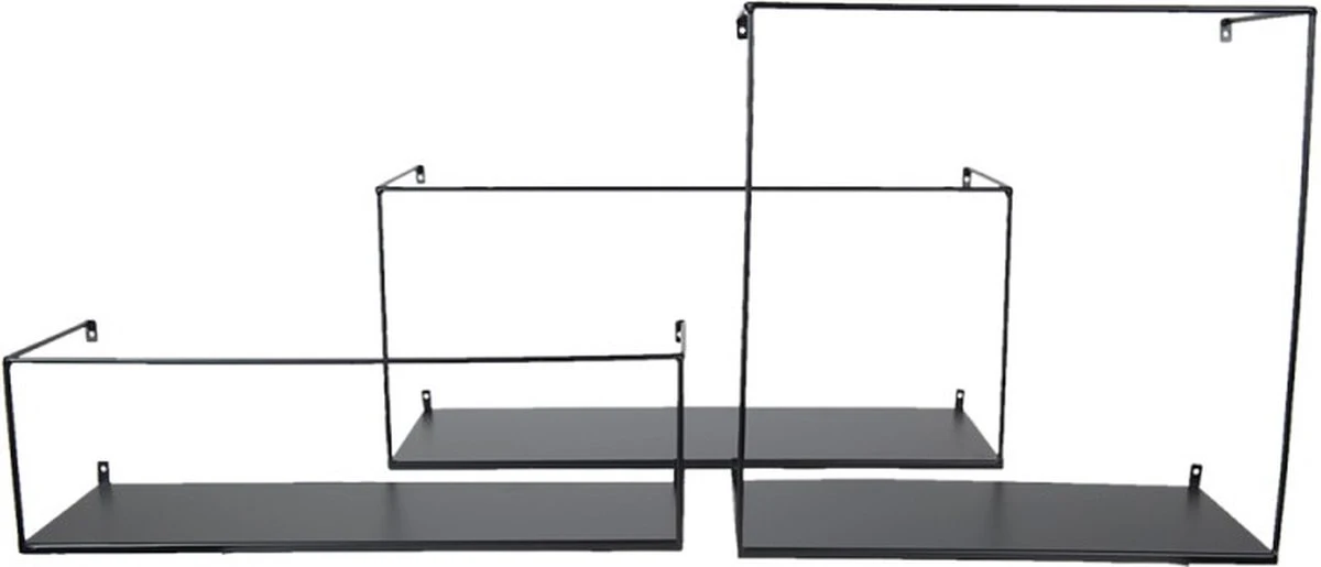 Wandrek Set Van 3 Zwart Ijzer 4 Wandrek Set Van 3 Zwart Ijzer - Afbeelding 2