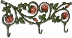 Kapstok - Wanddecoratie Rozen - 3 Gietijzeren Haken - 22,5 Cm Breed