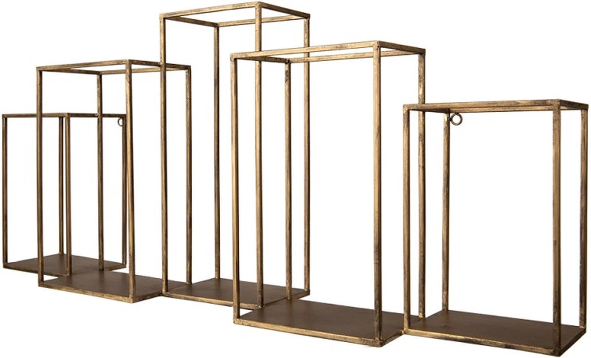 Wandrek 93x19x41 Cm Goudkleurig Ijzer Muurrek 4 Wandrek 93x19x41 Cm Goudkleurig Ijzer Muurrek - Afbeelding 2