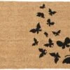 Deurmat Binnen 75*45*1 Cm Bruin, Zwart Kokosvezel, Pvc Rechthoek Vlinders Droogloopmat -Trendybywave 1200x729